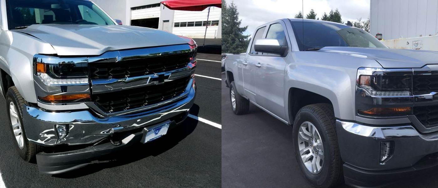 Collision Center Before and After at Alan Webb Chevrolet in Vancouver WA